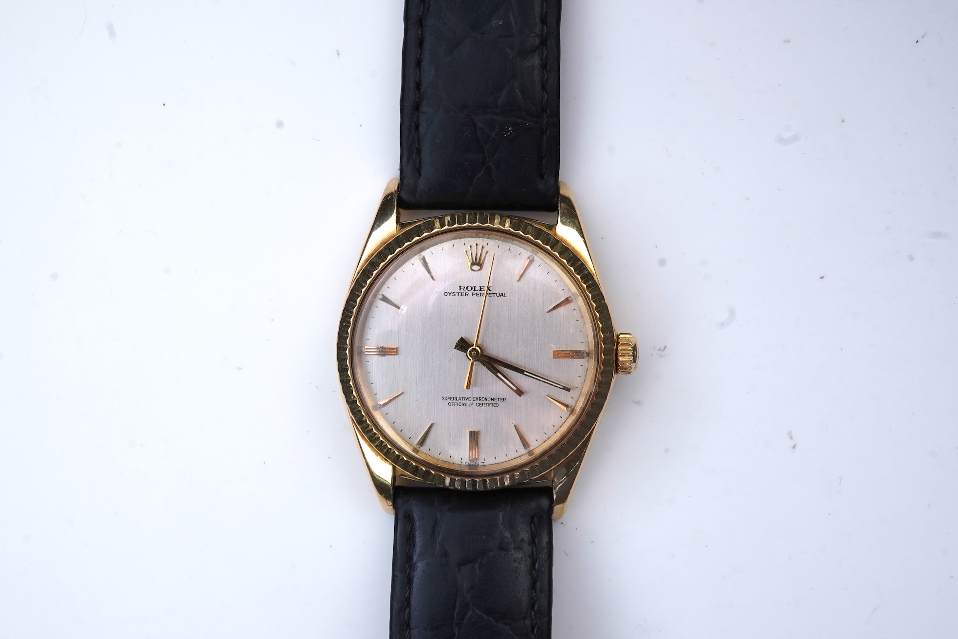 A gentleman's mid 1960's 18ct gold Rolex Oyster Perpetual Superlative Chronometer Officially Certified wrist watch
